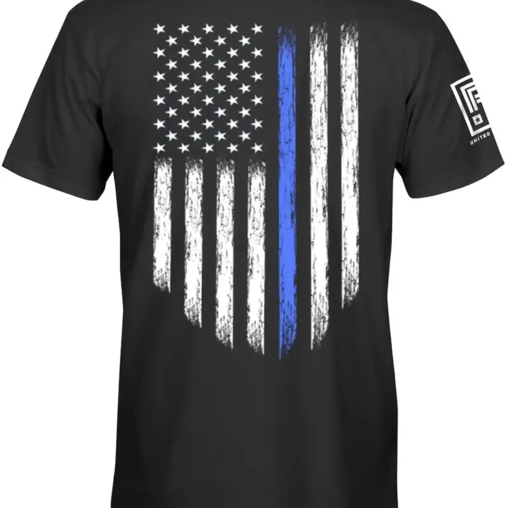 NEW “Support the Blue”Black and Blue Graphic Men's Shirt